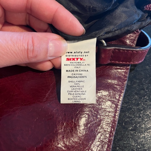 Miss Sixty burgundy coloured leather bag, clutch or crossbody/shoulder bag. - Picture 7 of 7